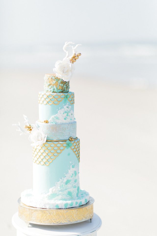Ocean Bliss Inspired Wedding:  Aqua Wedding Cake
