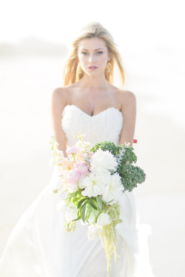 Ocean Bliss Inspired Wedding: Bridal Portrait With Bouquet