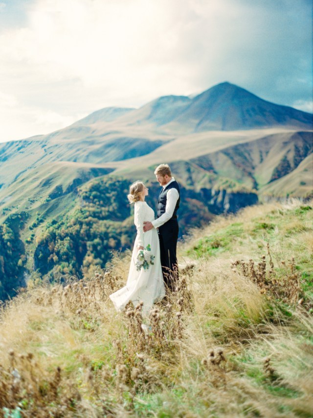 Mountain Wedding with Custom Wedding Gowns | Photos by Masha Golub